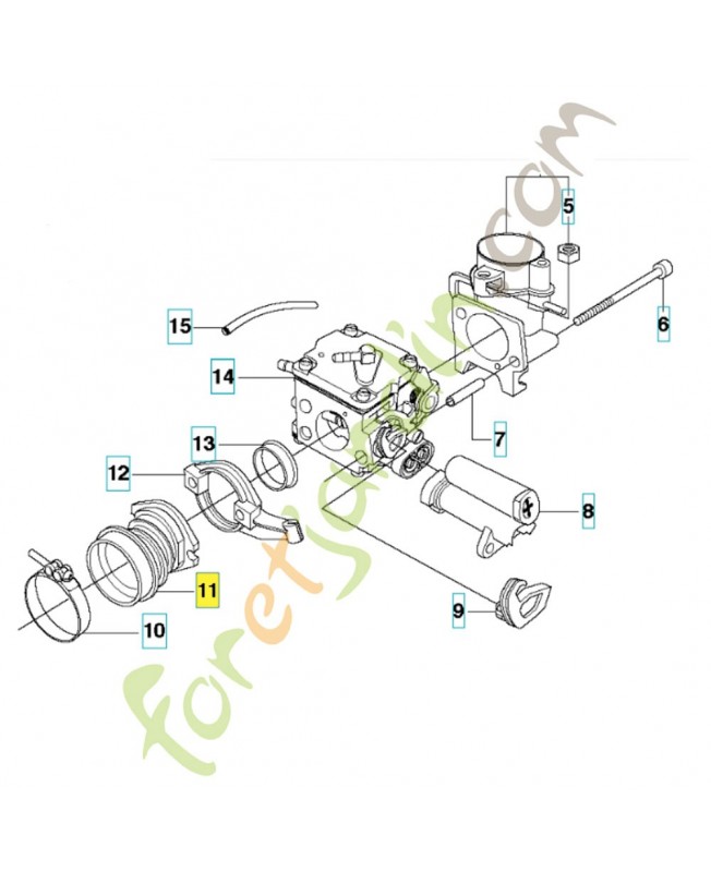 Tuyau d'aspiration 537111402. Pièce détachée Husqvarna