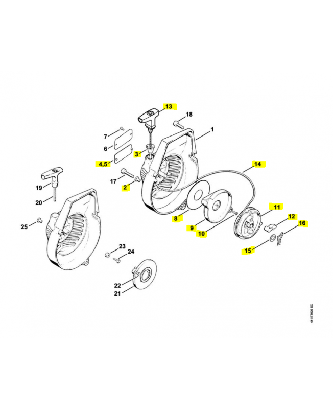 Carter vent.+ lanceur stihl ref. 4201-080-2102