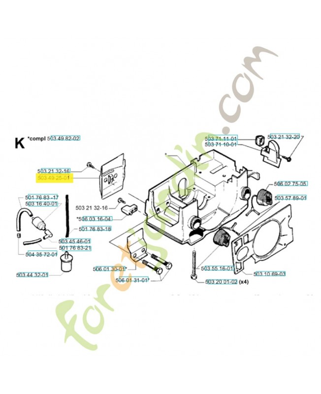 plaque de guidage 503492501. Pièce de rechange Husqvarna 