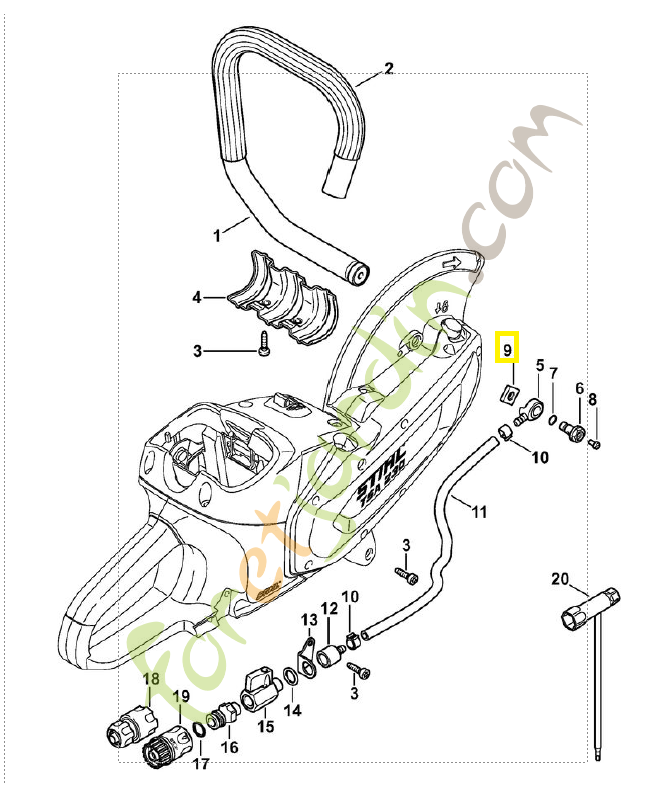 Ecrou quatre pans 4224-708-8300. Pièce de rechange Sithl / Vicking
