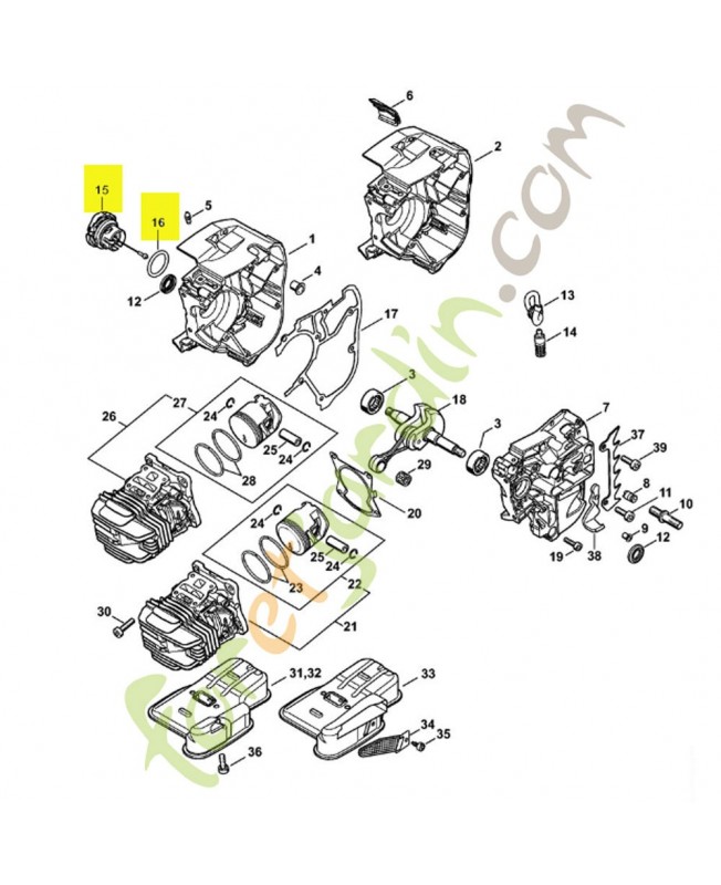 Bouchon de réservoir complet 0000-350-0536. Pièce détachée Stihl / Vicking