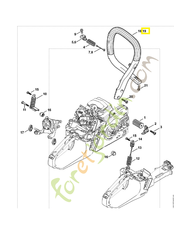 Poignée tubulaire 1143-791-1706. Pièce détachée Stihl / Vicking
