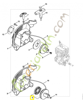 Poulie a cable+ressort rappel 4144-190-1100. Pièce de rechange Sithl / Vicking