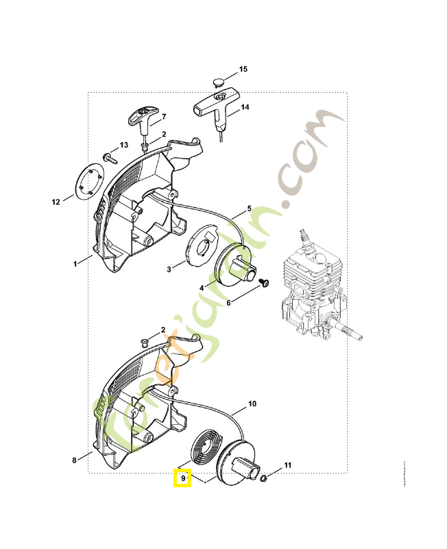 Poulie a cable+ressort rappel 4144-190-1100. Pièce de rechange Sithl / Vicking Poulie a cable+ressort rappel 4144-190-1100. Pièce de rechange Sithl / Vicking