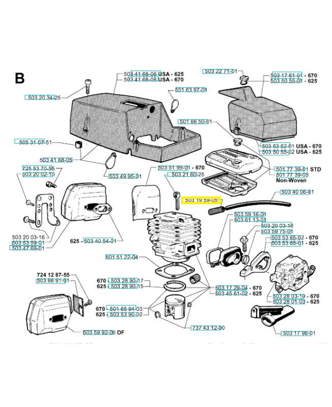 Tuyau 503195905. Pièce de rechange Husqvarna
