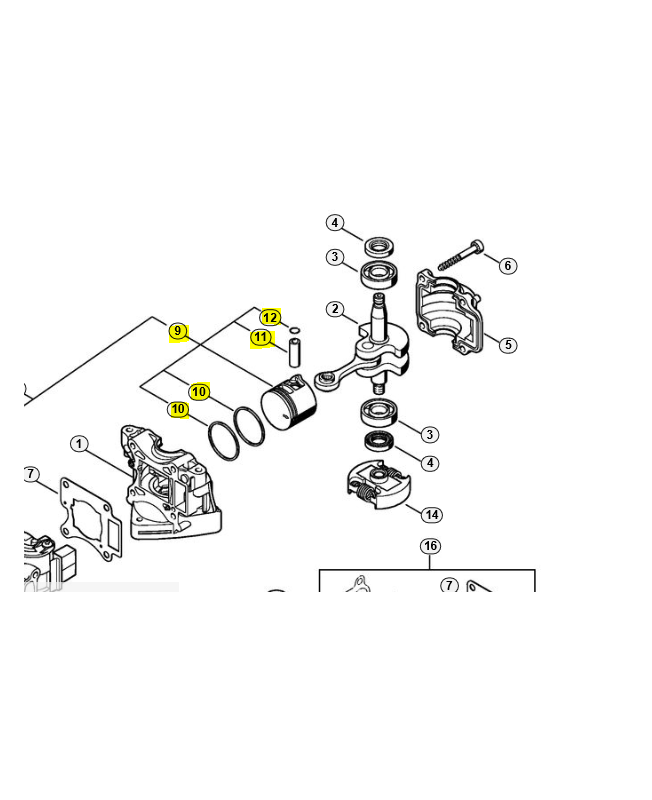 Piston complet d.33 mm 4242-030-2004. Pièce de rechange Sithl / Vicking