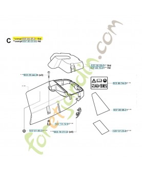 Capot cylindre 537000701. Pièce de rechange Husqvarna
