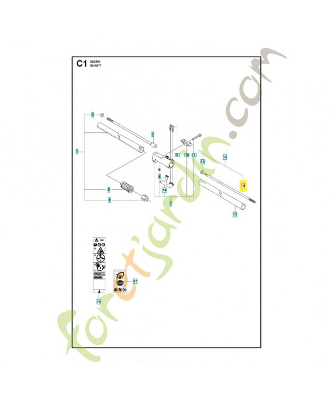 Arbre moteur l 696 581815102. Pièce détachée Husqvarna