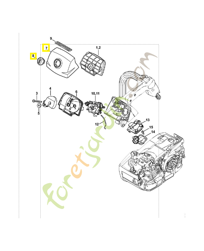 Couvercle carter carburateur 1145-140-1904. Pièce détachée Stihl / Vicking