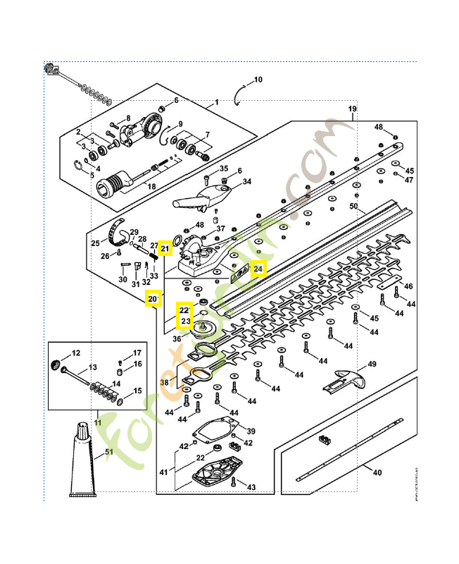 Carter du réducteur (130°. 145°. 600 mm) . Pièce détachée Stihl / Vicking