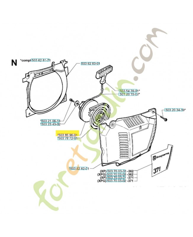 Poulie de lanceur 503859601. Pièce de rechange Husqvarna