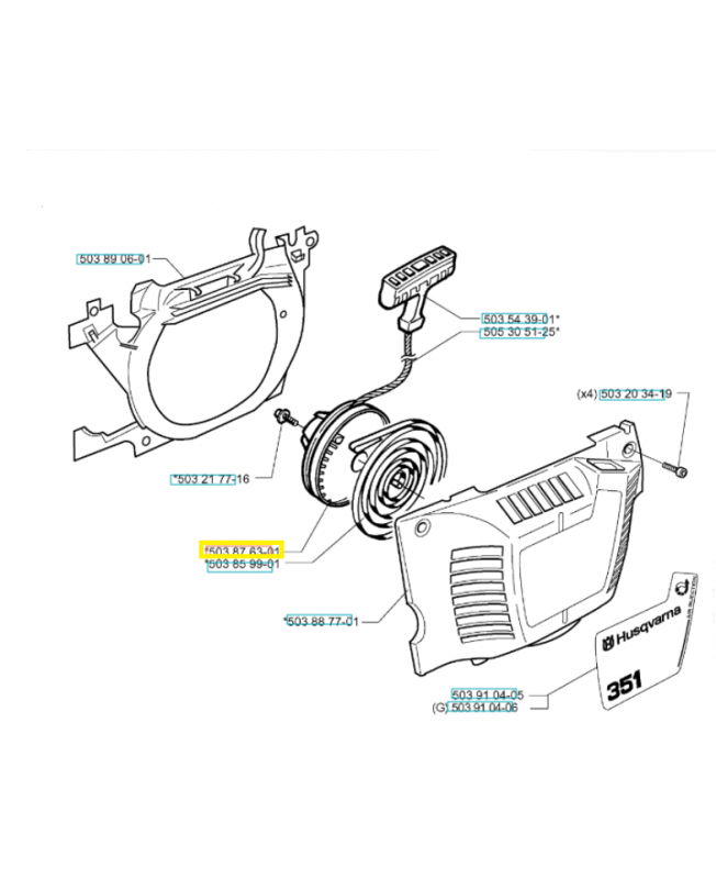 Poulie de demarreur 503876301. Pièce de rechange Husqvarna