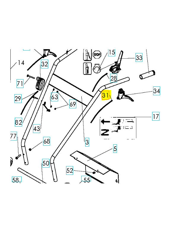 Cable de traction 505512101. Pièce de rechange Husqvarna