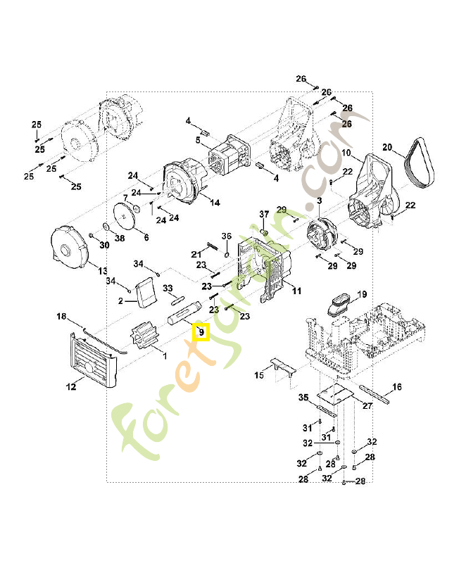 Arbre complet 6013-700-3500. Pièce détachée Stihl / Vicking