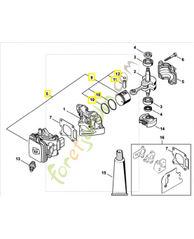 Cylindre avec piston d.33 mm 4242-020-1201. Pièce de rechange Sithl / Vicking