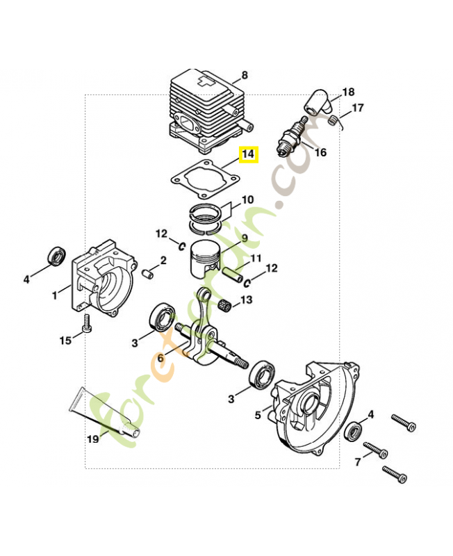 Joint de cylindre. Pièce de rechange Stihl référence 4137-029-2300
