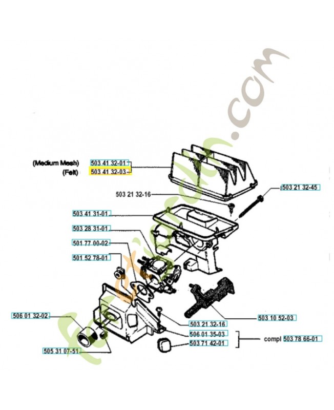 Filtre a air 503413203. Pièce de rechange Husqvarna