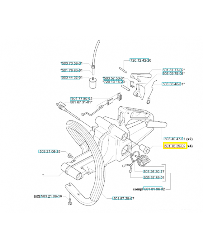 Amortisseur avant 501763902. Pièce de rechange Husqvarna