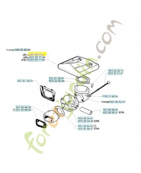 Filtre a air complet 501807101. Pièce de rechange Husqvarna