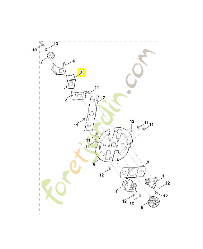 Couteau pré broyage milieu 6011-702-0310 Pièce de rechange Sithl / Vicking
