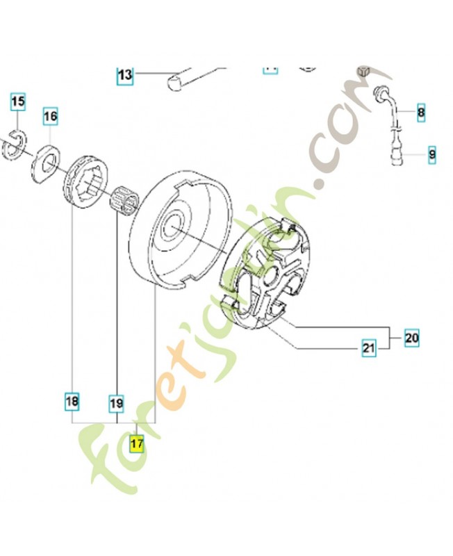 Cloche embrayage complet 586980601. Pièce de rechange Husqvarna