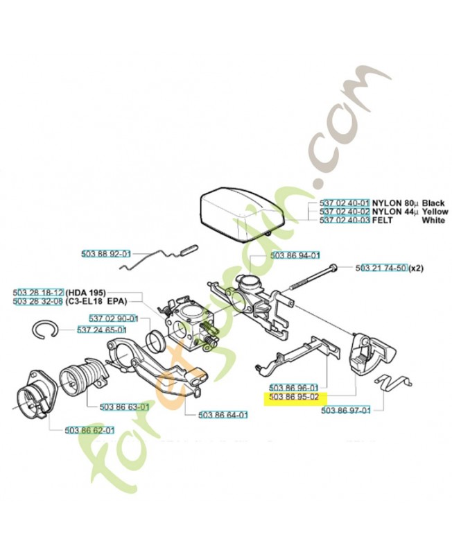 Bouton d'arrêt 503869502. Pièce de rechange Husqvarna