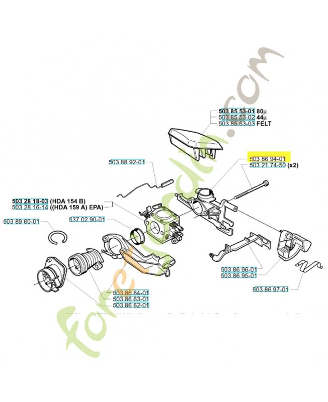 support de filtre a air 503869401. Pièce de rechange Husqvarna