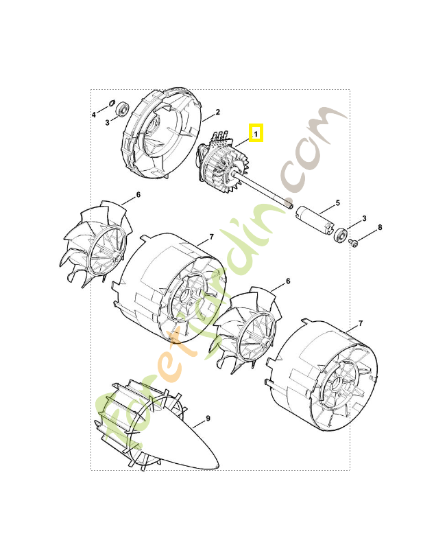 Moteur électrique 4853-600-0200. Pièce de rechange Sithl / Vicking