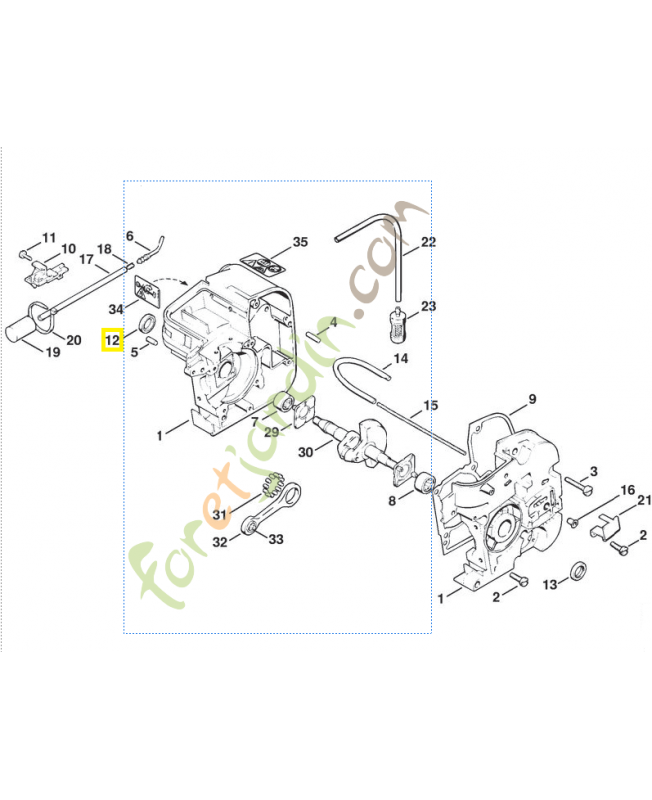 Bague d'étanchéité 13x19x4 9640-003-1320. Pièce détachée Stihl 
