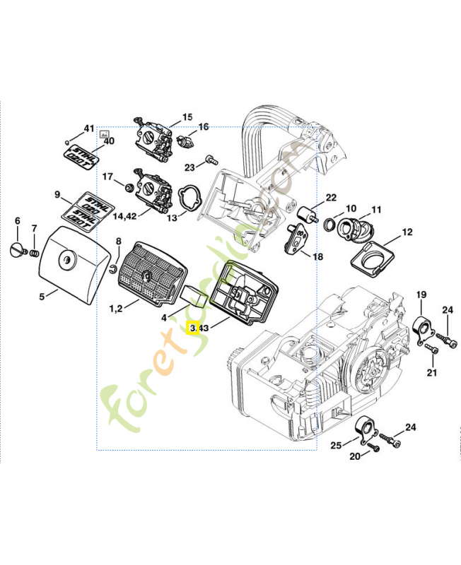 Socle de filtre 1129-120-3402. Pièce détachée Stihl / Vicking