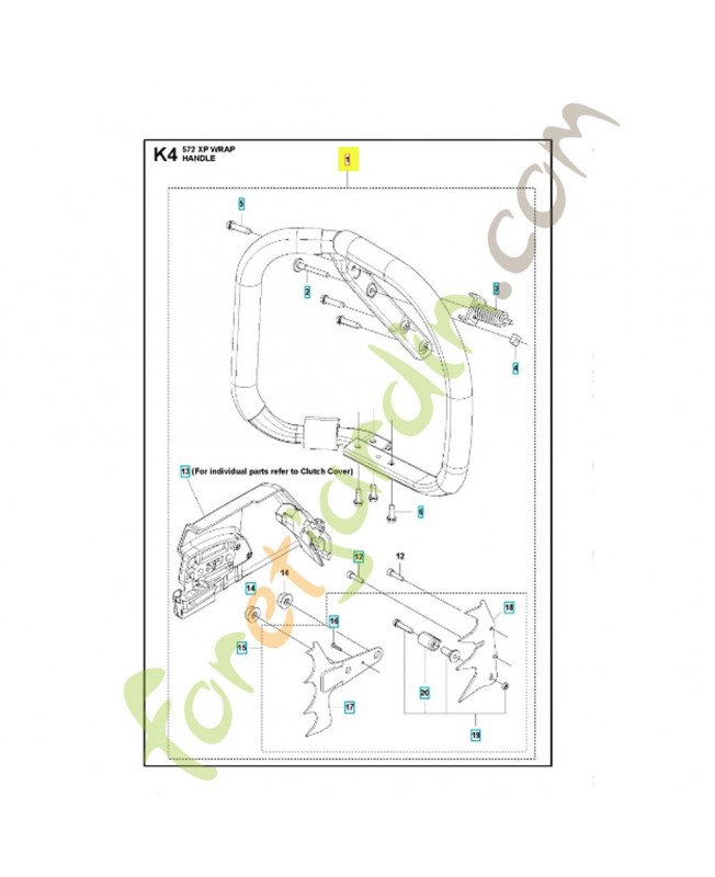 poignée avant complète 579504001. Pièce détachée Husqvarna