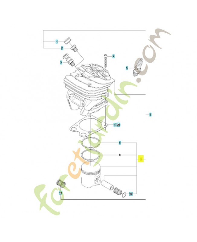Piston complet 575257304. Pièce de rechange Husqvarna