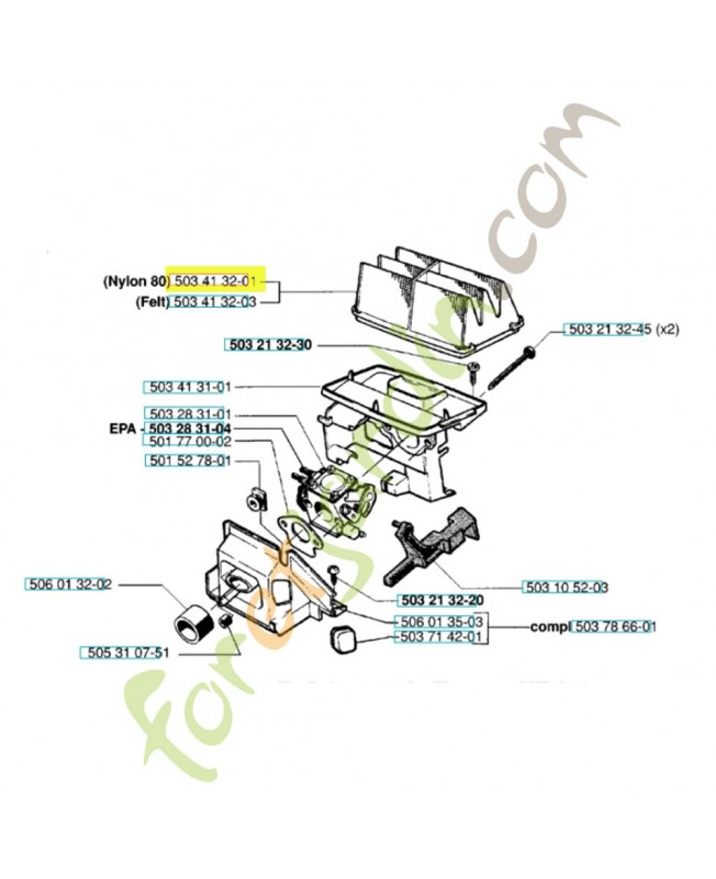 Filtre a air Filtre a air 503413201. Pièce de rechange Husqvarna husqvarna
