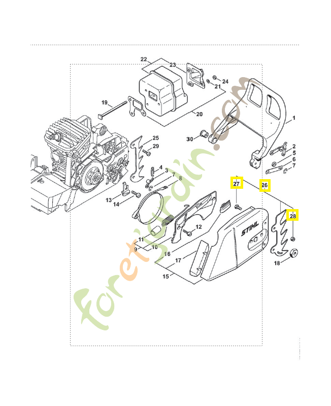 Griffe extérieure ms 0000-660-0850. Pièce détachée Stihl / Vicking