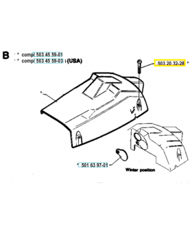 Vis husqvarna ref. 503203228 Remplace référence 503203201, 501273701 ; 503206728