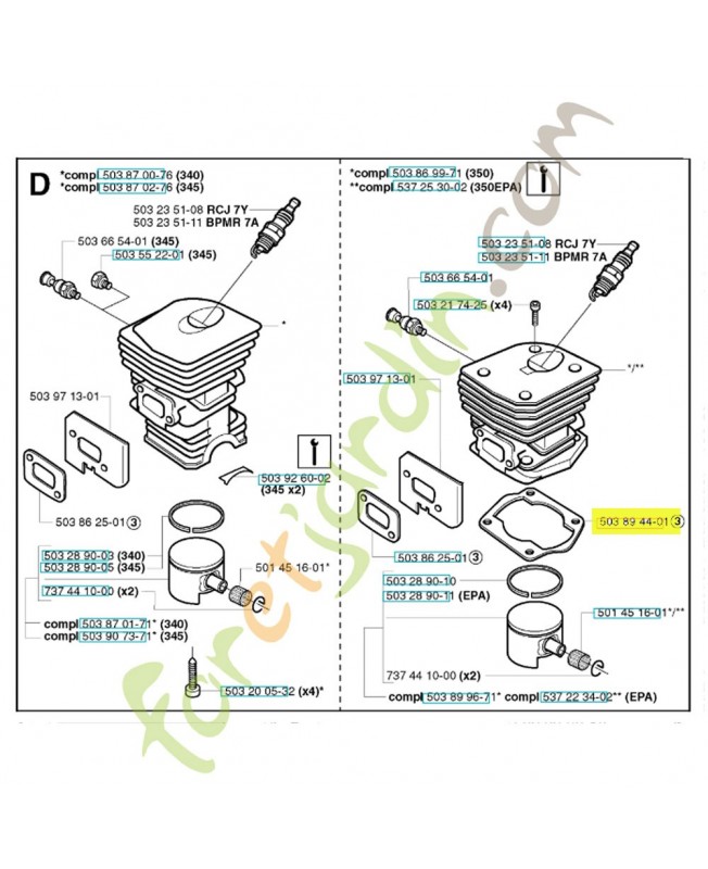 Joint moteur 503894401. Pièce de rechange Husqvarna