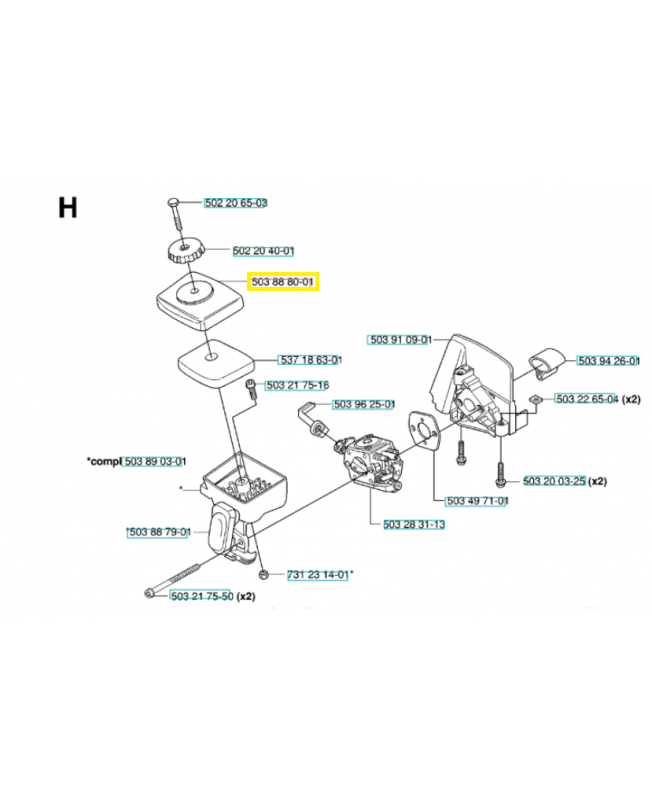 Couvercle 503888001. Pièce de rechange Husqvarna 