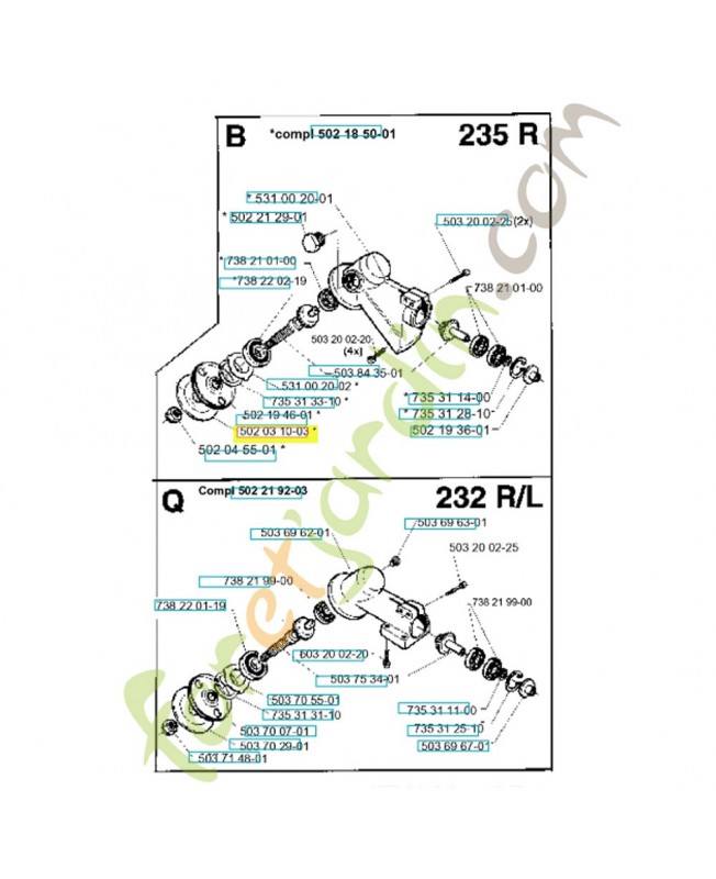 Bride de renfort 502031003. Pièce de rechange Husqvarna