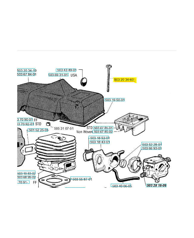 Vis 503203460. Pièce de rechange Husqvarna Vis 503203460. Pièce de rechange Husqvarna