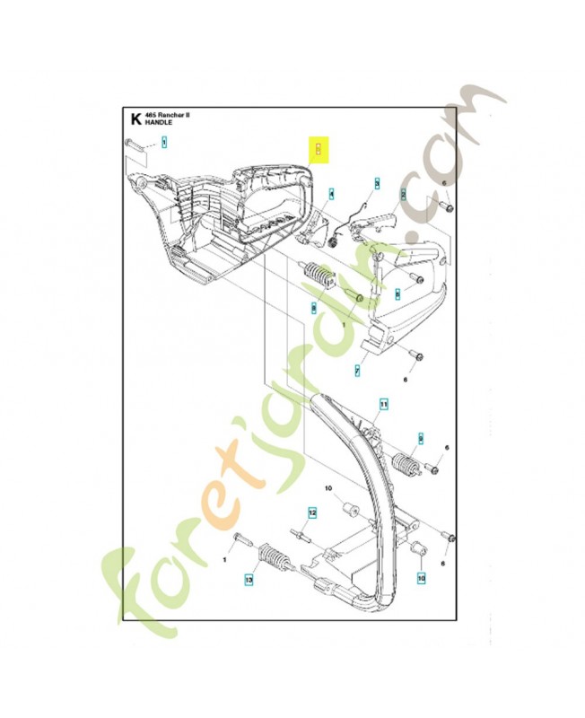 poignée arrière 580945901. Pièce de rechange Husqvarna
