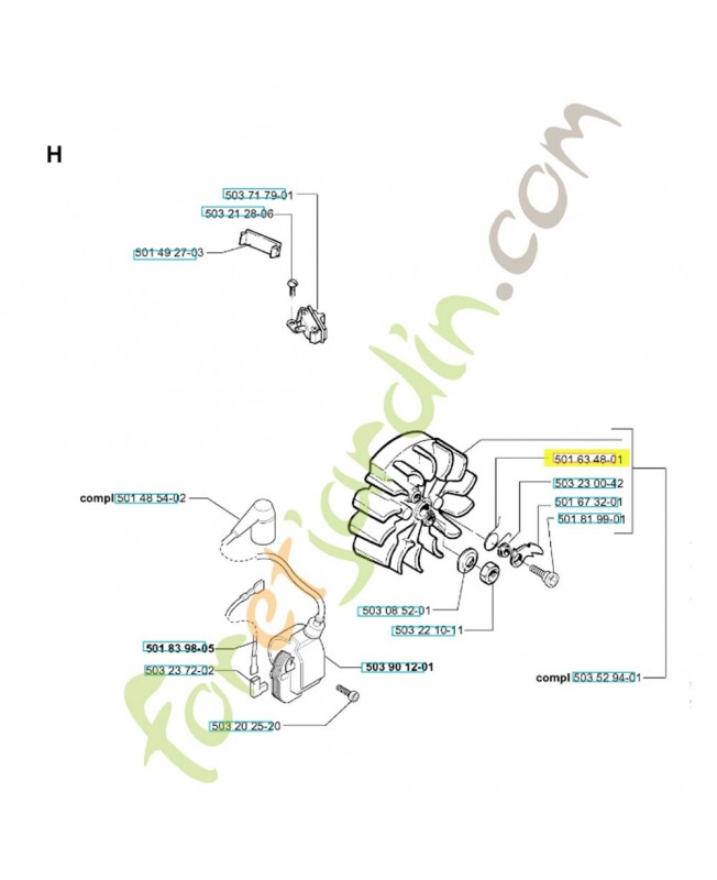 Ressort cliquet lanceur husqvarna ref. 501634801