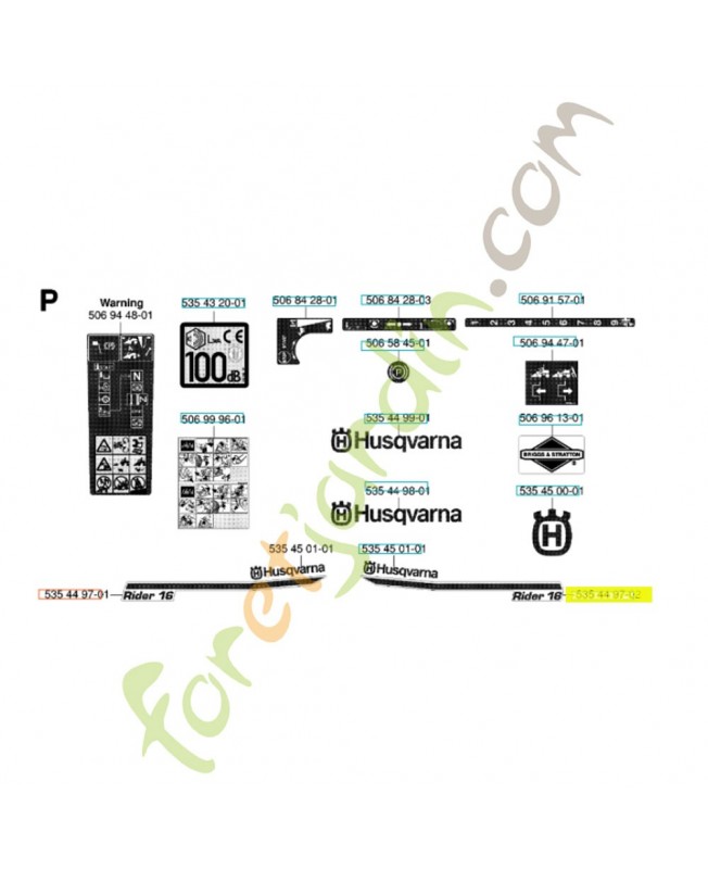 Autocollant 535449702. Pièce de rechange Husqvarna