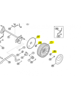 Roue arrière d200 mm 6338-700-0490 et 0000-700-0415. Pièce détachée Stihl / Vicking