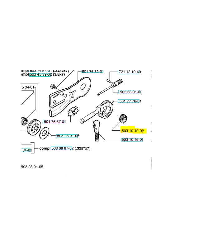 Pignon de pompe 503104902. Pièce de rechange Husqvarna