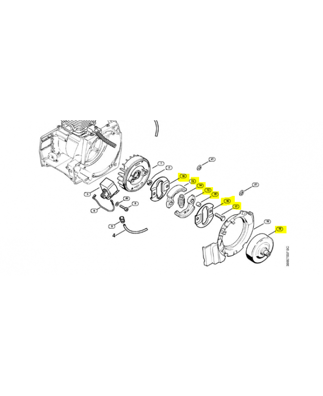 Embrayage+cloche stihl ref. 4116-160-2051 Remplace référence 4116-160-2900
