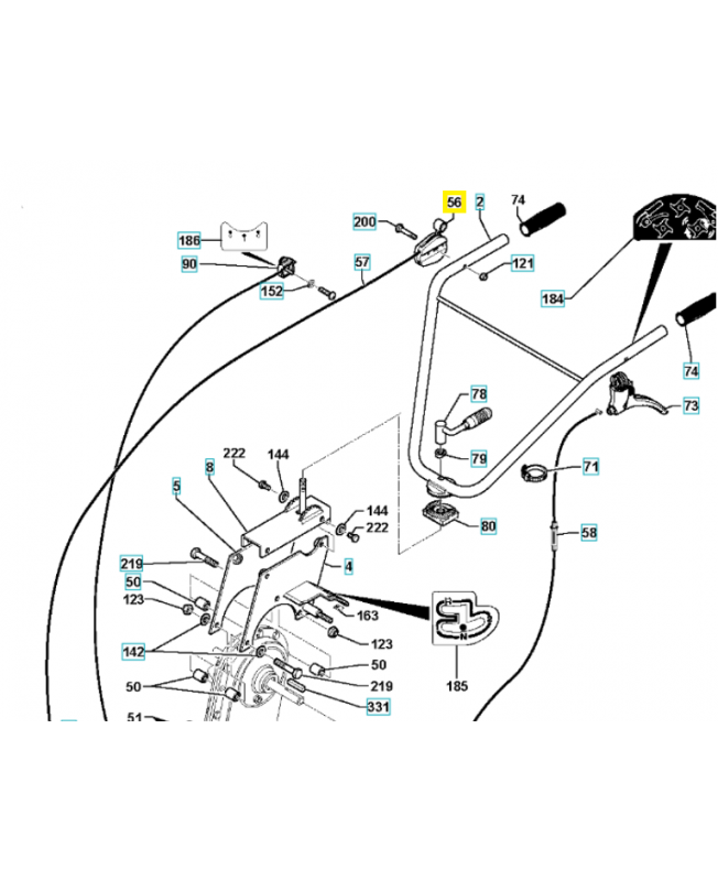 Manette de gaz 544310701. Pièce de rechange Husqvarna
