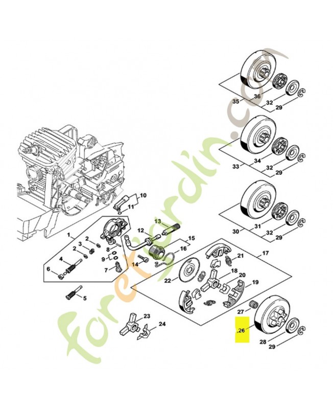 Pignon 3/8" 7d 1125-640-2000. Pièce détachée Stihl / Vicking