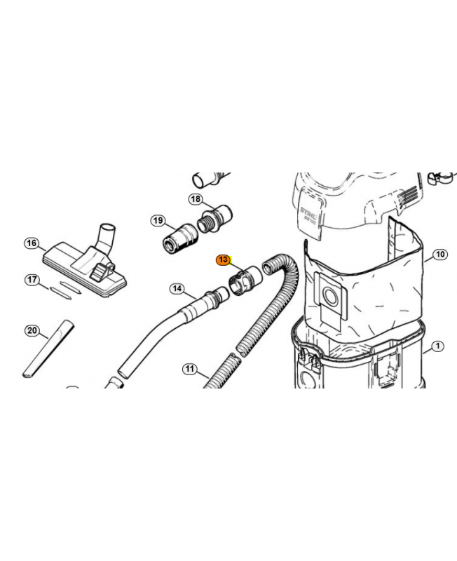 raccord 4901-500-7300. Pièce détachée Stihl 