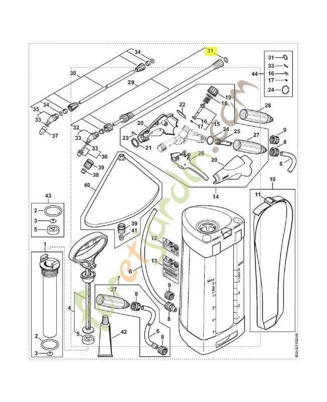 Joint torique 9x3-fpm75 9645-951-7431. Pièce détachée Stihl / Vicking