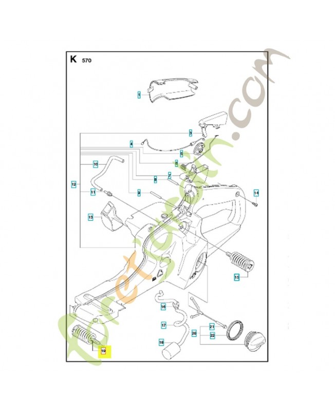 Amortisseur avant 537210304. Pièce de rechange Husqvarna